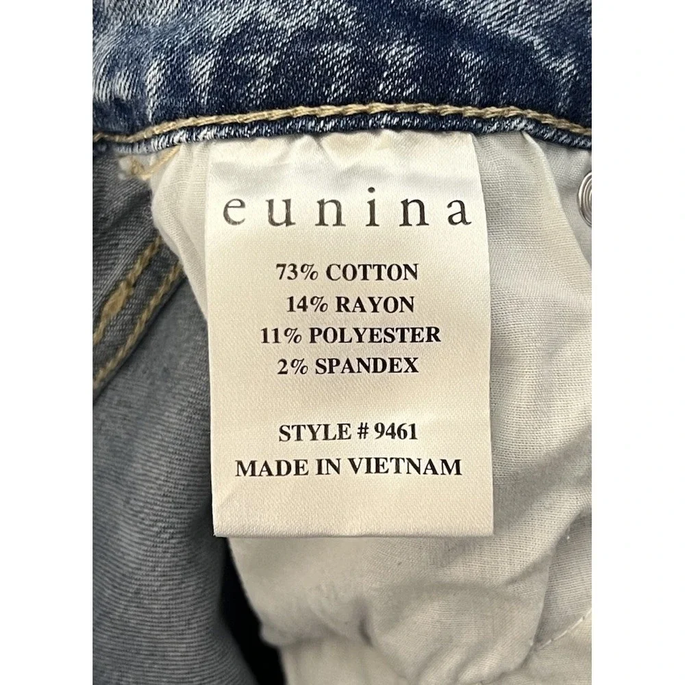Eunina Bella Super High Rise Skinny Ankle Jeans Womens Size 0 Blue Distressed